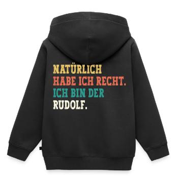 Rudolf Lustiger Spruch Vorname Name Rudolf - Kinder Premium Organic Hoodie - Schwarz - Hinten - AI Model Kid Male (0cm)