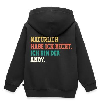 Andy Lustiger Spruch Vorname Name Andy - Kinder Premium Organic Hoodie - Schwarz - Hinten - AI Model Kid Male (0cm)