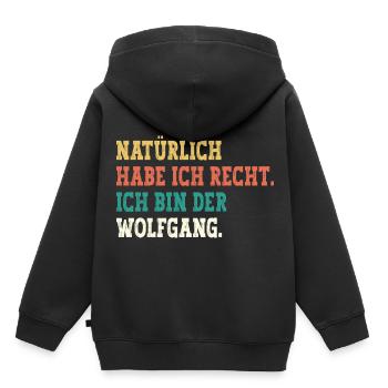 Wolfgang Lustiger Spruch Vorname Name Wolfgang - Kinder Premium Organic Hoodie - Schwarz - Hinten - AI Model Kid Male (0cm)