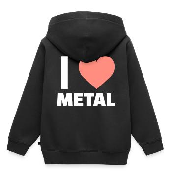 i love Heavy Metal - Sweat Premium à capuche enfant bio - noir - Dos - AI Model Kid Male (0cm)