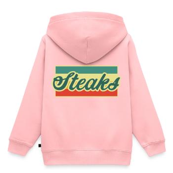 Steak - Kinder Premium Organic Hoodie - Rosa - Hinten - AI Model Kid Female (0cm)