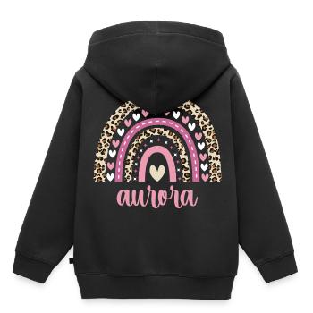 Aurora Regenbogen Name Geburtstag Aurora - Kinder Premium Organic Hoodie - Schwarz - Hinten - AI Model Kid Male (0cm)