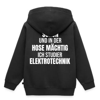 Nice et dans le pantalon puissant génie électrique Stu - Sweat Premium à capuche enfant bio - noir - Dos - AI Model Kid Male (0cm)