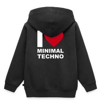 I LOVE MINIMAL TECHNO - Sweat Premium à capuche enfant bio - noir - Dos - AI Model Kid Male (0cm)