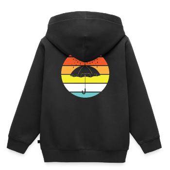Parapluie - Gouttes de pluie, vintage - été - Sweat Premium à capuche enfant bio - noir - Dos - AI Model Kid Male (0cm)