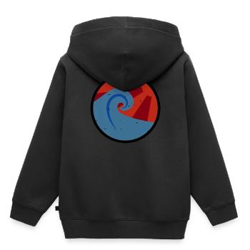 Vague style rétro - Sweat Premium à capuche enfant bio - noir - Dos - AI Model Kid Male (0cm)