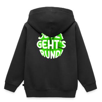 Jetzt gehts rund 3D - Kinder Premium Organic Hoodie - Schwarz - Hinten - AI Model Kid Male (0cm)