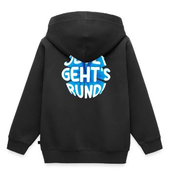 Jetzt gehts rund! 3D - Kinder Premium Organic Hoodie - Schwarz - Hinten - AI Model Kid Male (0cm)