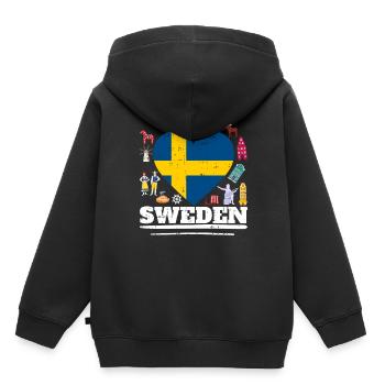 Schweden - Kinder Premium Organic Hoodie - Schwarz - Hinten - AI Model Kid Male (0cm)