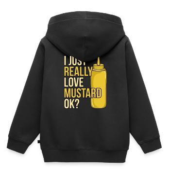 Cadeau de bouteille de sauce à la moutarde - Sweat Premium à capuche enfant bio - noir - Dos - AI Model Kid Male (0cm)