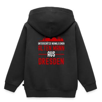Dresden - Kinder Premium Organic Hoodie - Schwarz - Hinten - AI Model Kid Male (0cm)