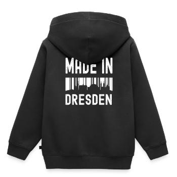 Dresden - Kinder Premium Organic Hoodie - Schwarz - Hinten - AI Model Kid Male (0cm)