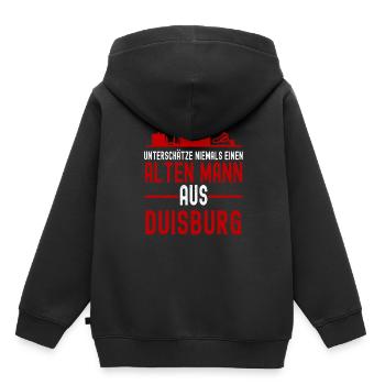 Duisburg - Kinder Premium Organic Hoodie - Schwarz - Hinten - AI Model Kid Male (0cm)