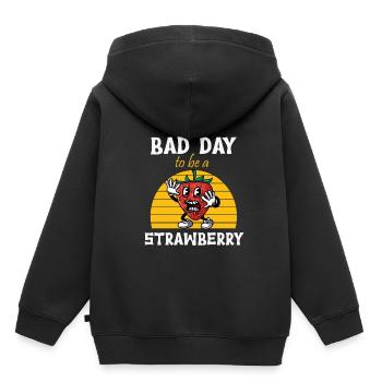 Erdbeere - Kinder Premium Organic Hoodie - Schwarz - Hinten - AI Model Kid Male (0cm)