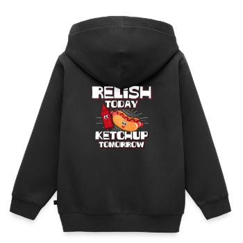 Je mets du ketchup sur mon ketchup - Sweat Premium à capuche enfant bio - noir - Dos - AI Model Kid Male (0cm)