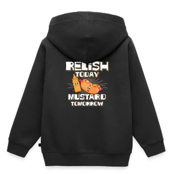 Cadeau du matin à la moutarde - Sweat Premium à capuche enfant bio - noir - Dos - AI Model Kid Male (0cm)