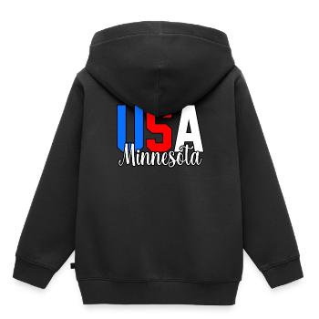 Usa minnesota cadeau - Sweat Premium à capuche enfant bio - noir - Dos - AI Model Kid Male (0cm)