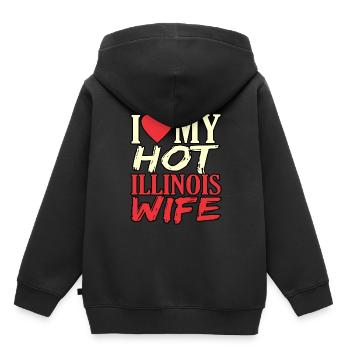 Illinois Frau Geschenk - Kinder Premium Organic Hoodie - Schwarz - Hinten - AI Model Kid Male (0cm)