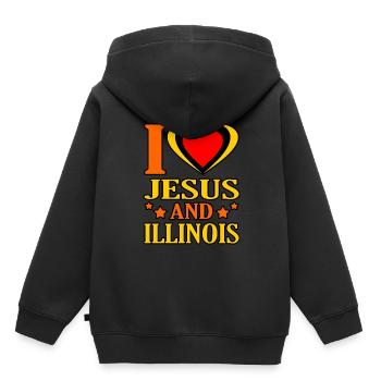 Ich Liebe Jesus Und Illinois Geschenk - Kinder Premium Organic Hoodie - Schwarz - Hinten - AI Model Kid Male (0cm)
