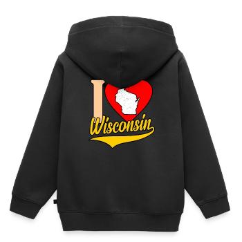 I Heart wisconsin cadeau - Sweat Premium à capuche enfant bio - noir - Dos - AI Model Kid Male (0cm)