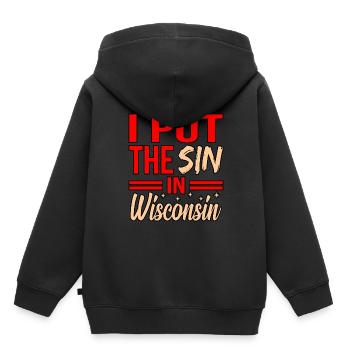 Sünde In Wisconsin geschenk - Kinder Premium Organic Hoodie - Schwarz - Hinten - AI Model Kid Male (0cm)
