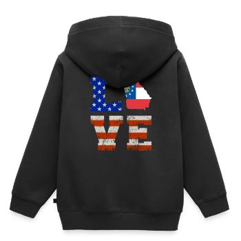Cher cadeau de drapeaux georgia Usa - Sweat Premium à capuche enfant bio - noir - Dos - AI Model Kid Male (0cm)