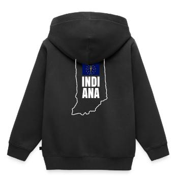 Cadeau maison Indiana - Sweat Premium à capuche enfant bio - noir - Dos - AI Model Kid Male (0cm)