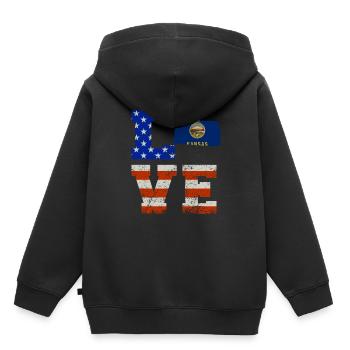 Cher cadeau du Kansas - Sweat Premium à capuche enfant bio - noir - Dos - AI Model Kid Male (0cm)
