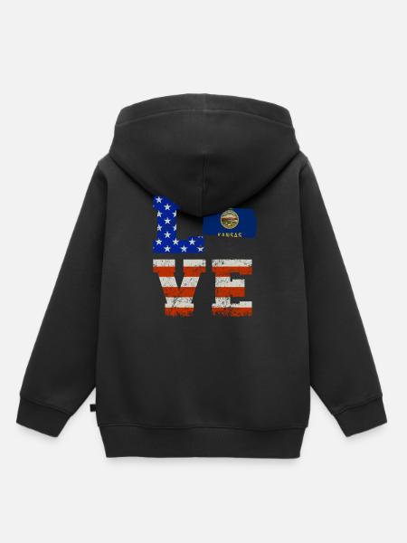 Liebe Kansas geschenk - Kinder Premium Organic Hoodie - Schwarz