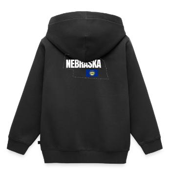 Cadeau de voyage au Nebraska - Sweat Premium à capuche enfant bio - noir - Dos - AI Model Kid Male (0cm)