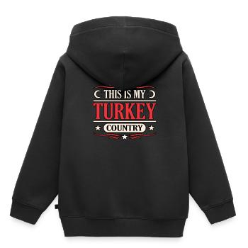 Turquie - Sweat Premium à capuche enfant bio - noir - Dos - AI Model Kid Male (0cm)