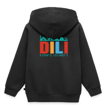 Dili - Sweat Premium à capuche enfant bio - noir - Dos - AI Model Kid Male (0cm)