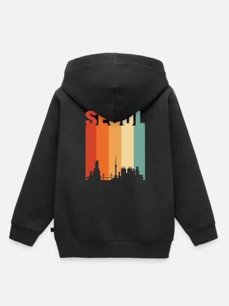 Seoul - Kinder Premium Organic Hoodie - Schwarz