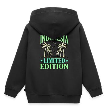 Indonésie - Sweat Premium à capuche enfant bio - noir - Dos - AI Model Kid Male (0cm)
