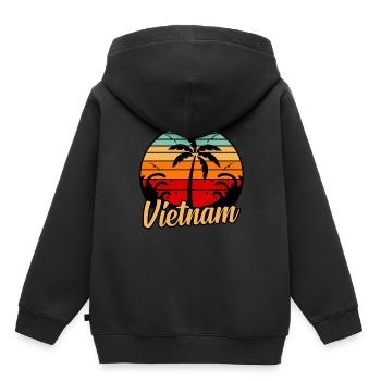 Vietnam - Sweat Premium à capuche enfant bio - noir - Dos - AI Model Kid Male (0cm)