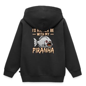 Piranha - Kinder Premium Organic Hoodie - Schwarz - Hinten - AI Model Kid Male (0cm)