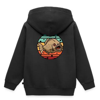 Piranha - Kinder Premium Organic Hoodie - Schwarz - Hinten - AI Model Kid Male (0cm)