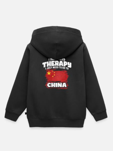 China - Kinder Premium Organic Hoodie - Schwarz