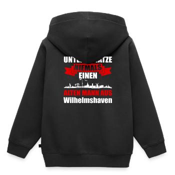 Unterschätze Niemals Einen Alten Mann Aus Wilhelms - Kinder Premium Organic Hoodie - Schwarz - Hinten - AI Model Kid Male (0cm)
