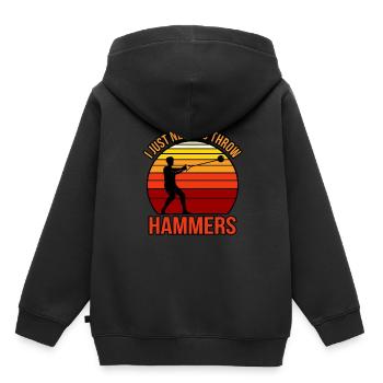 Ich Muss Nur Hämmer Werfen - Kinder Premium Organic Hoodie - Schwarz - Hinten - AI Model Kid Male (0cm)