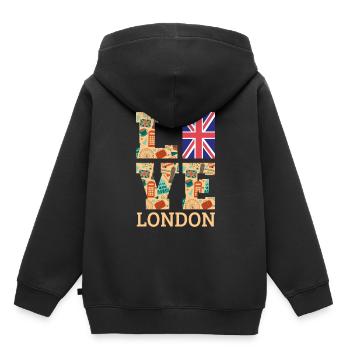 Londres - Sweat Premium à capuche enfant bio - noir - Dos - AI Model Kid Male (0cm)