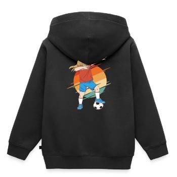 Frauenfußball - Kinder Premium Organic Hoodie - Schwarz - Hinten - AI Model Kid Male (0cm)