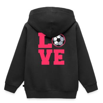 Frauenfußball - Kinder Premium Organic Hoodie - Schwarz - Hinten - AI Model Kid Male (0cm)