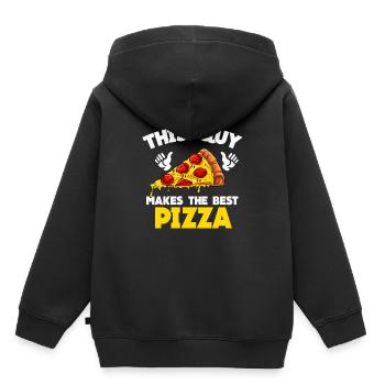 Pizza - Kinder Premium Organic Hoodie - Schwarz - Hinten - AI Model Kid Male (0cm)