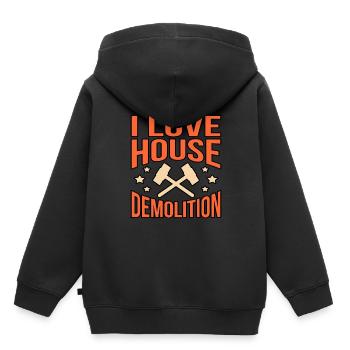 Haus Zerstörung Renovierung Geschenk - Kinder Premium Organic Hoodie - Schwarz - Hinten - AI Model Kid Male (0cm)