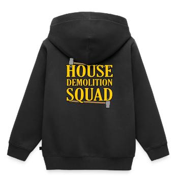Cadeau de rénovation de destruction de maison - Sweat Premium à capuche enfant bio - noir - Dos - AI Model Kid Male (0cm)
