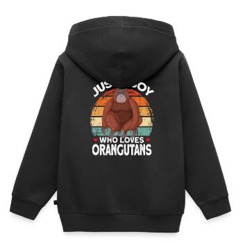 Orang-outan - Sweat Premium à capuche enfant bio - noir - Dos - AI Model Kid Male (0cm)