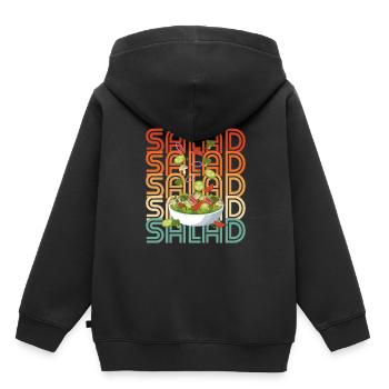 Salade rétro - Sweat Premium à capuche enfant bio - noir - Dos - AI Model Kid Male (0cm)