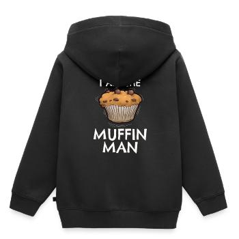 Ich bin der Muffin Mann - Kinder Premium Organic Hoodie - Schwarz - Hinten - AI Model Kid Male (0cm)