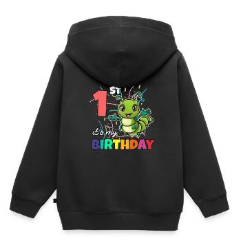 Chenille - Sweat Premium à capuche enfant bio - noir - Dos - AI Model Kid Male (0cm)